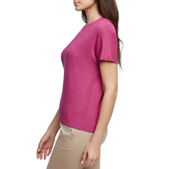 NEW Banana Republic Women's Size L Pink Linen Blend Knit Top - Picture 3 of 9